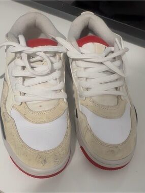 Jordan Kids White and Red Low-Top Sneakers